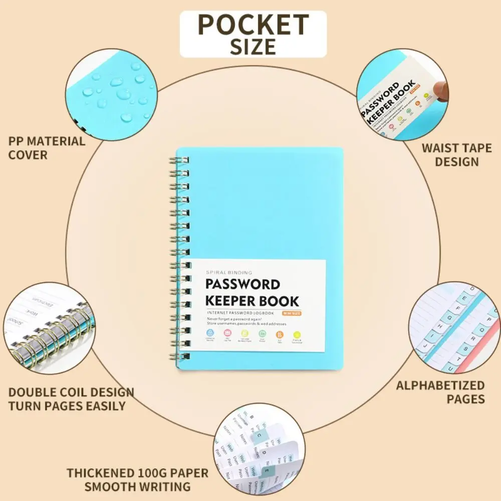 With Alphabetical Tabs Spiral Password Keeper Book Coil Book Multi-color Password Keeper Notebook Saving Website Logins