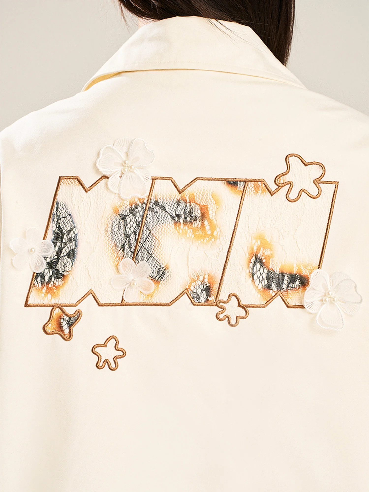 Odzież robocza dla par Jaet z koronkowymi wstawkami i kołnierzykiem, amerykański styl, młodzieżowa, bawełniana, długi rękaw, zapinana na zamek, bez kaptura.