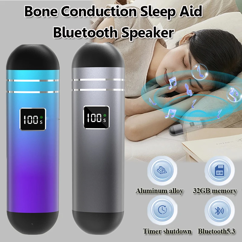 Under Pillow Sleep Aid Bluetooth Speaker Mini Bone Conduction Soundbar Music Player Built-in 32GB TF Card Support Timed Shutdown