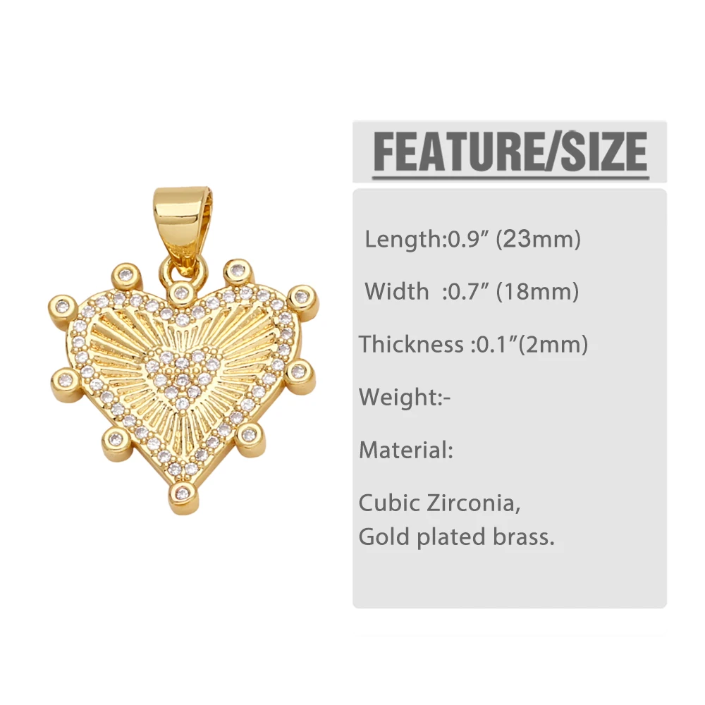 OCESRIO White Crystal Evil Eye Medal Pendant for Necklaces Copper Gold Plated Virgin Mary Heart Jewelry Making Component pdtb576