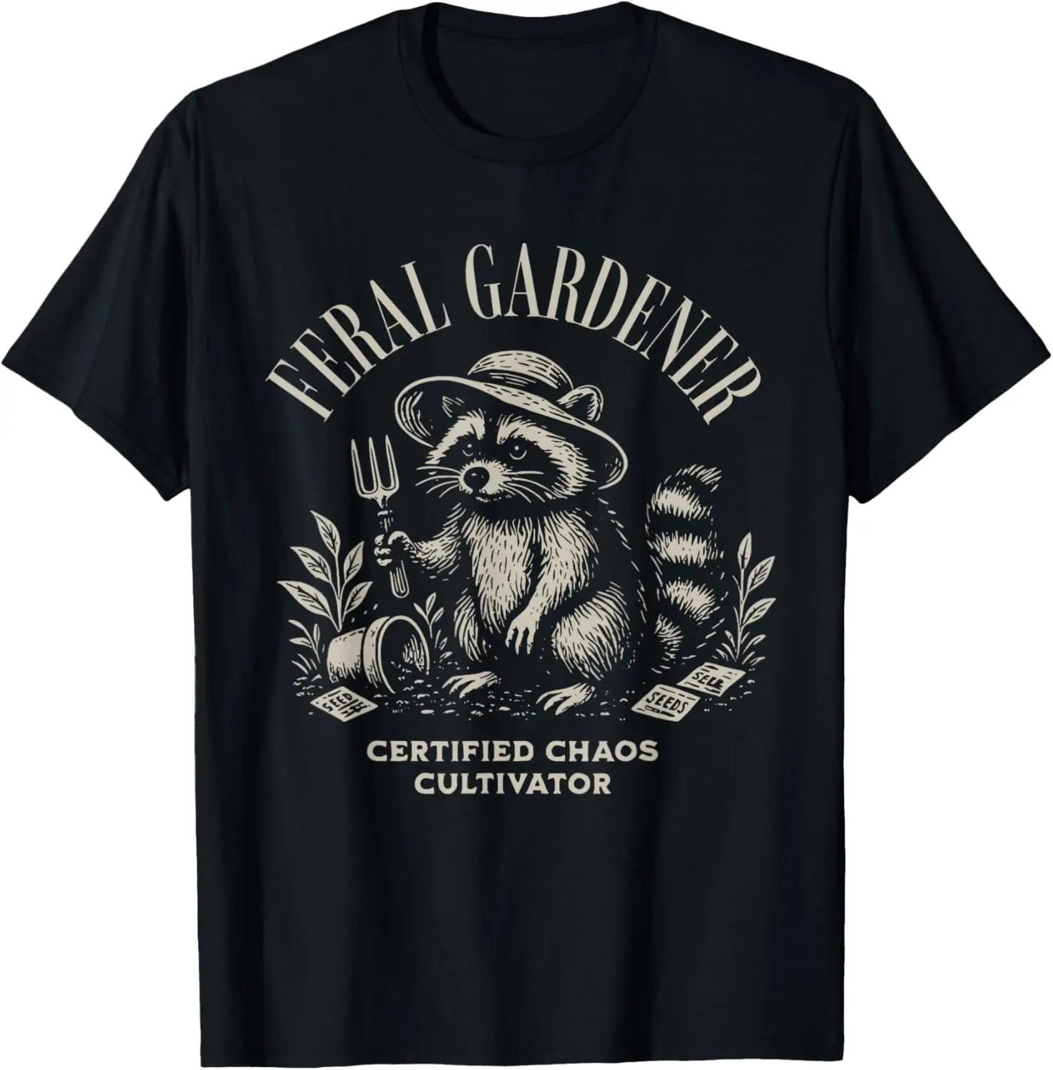 Feral Gardener Certified Chaos Cultivator Gardening Lovers T-Shirt 100% Cotton Trendy Y2K Short-Sleeve Tee-Soft, Quick-Drying,