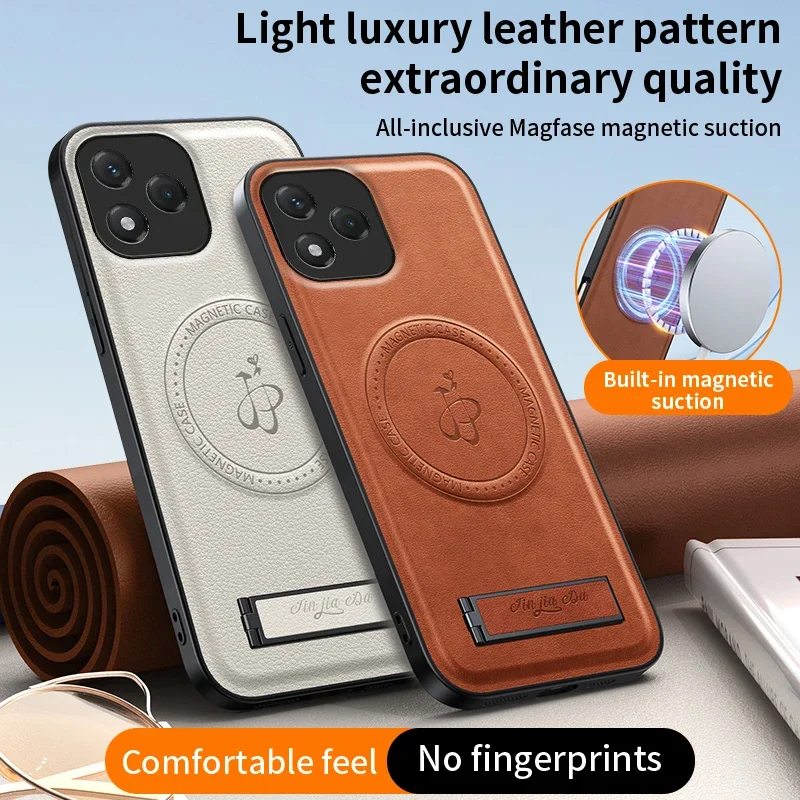 Leather Magnetic Holder Wireless Charging Phone Case for Honor 200 400 Lite Pro X9 A B C X60PRO Protect Full Camera Fundas Cover