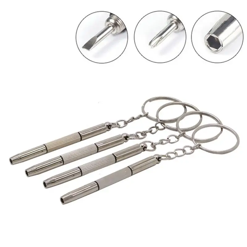 3 In 1 Glasses Screwdriver Eyeglass Screwdriver Watch Repair Kit With Keychain Portable Hand Tools Precision Screwdriver Tools