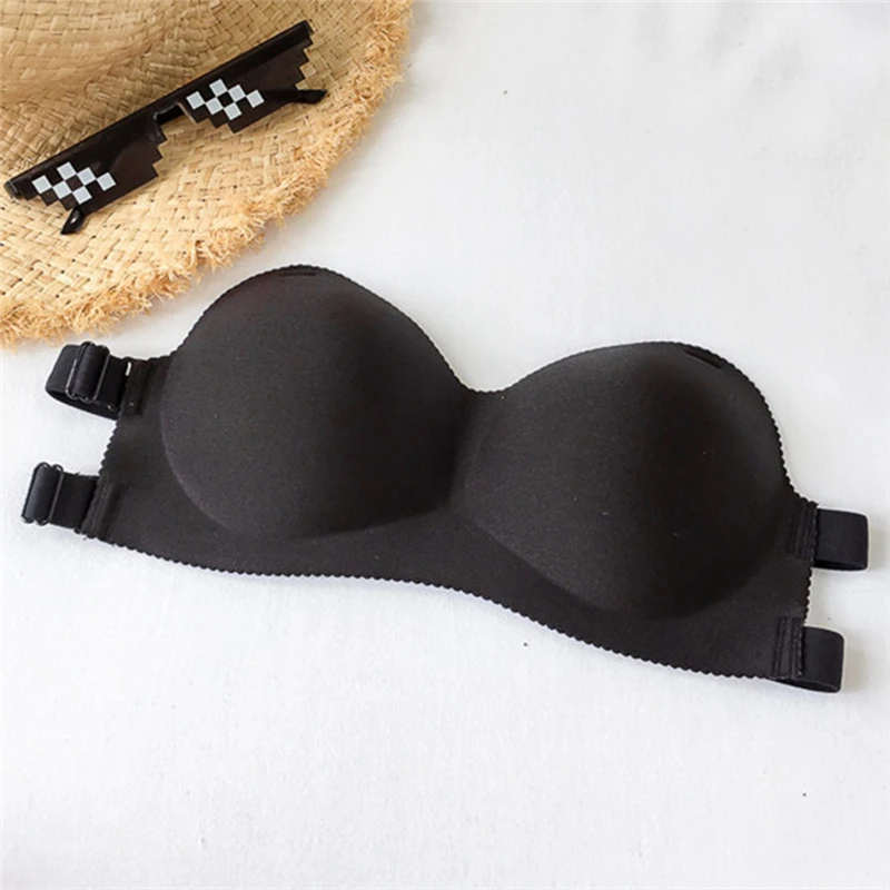 Sexy Backless Invisible Bra Push Up For Women Lingerie Seamless Brassiere Black Strapless Bandeau No Sewing Bra
