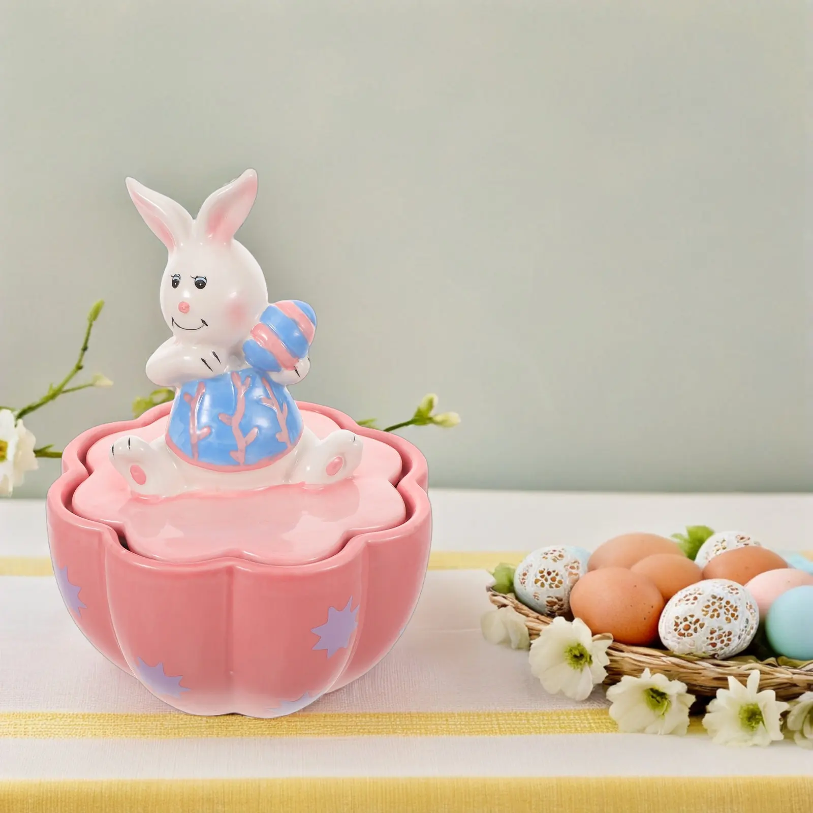 Easter Bunny Ceramic Coffee Airtight Canister Small Jar Kitchen Storage Container for Cookies Candy Jar Festive