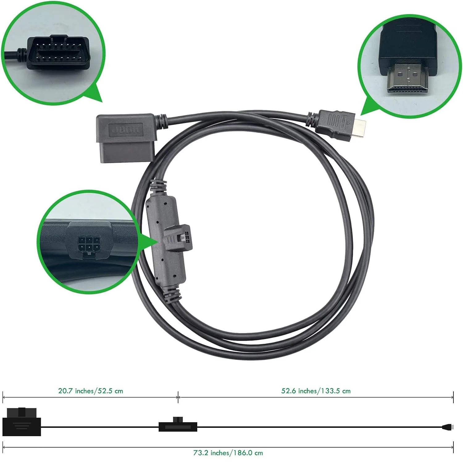 16pin OBD2 Plug To HDMI Cable for Connect Your Monitor/tuner HDMI Connect Vehicle OBDII Port for Edge CS2, CTS2, CTS3 Product