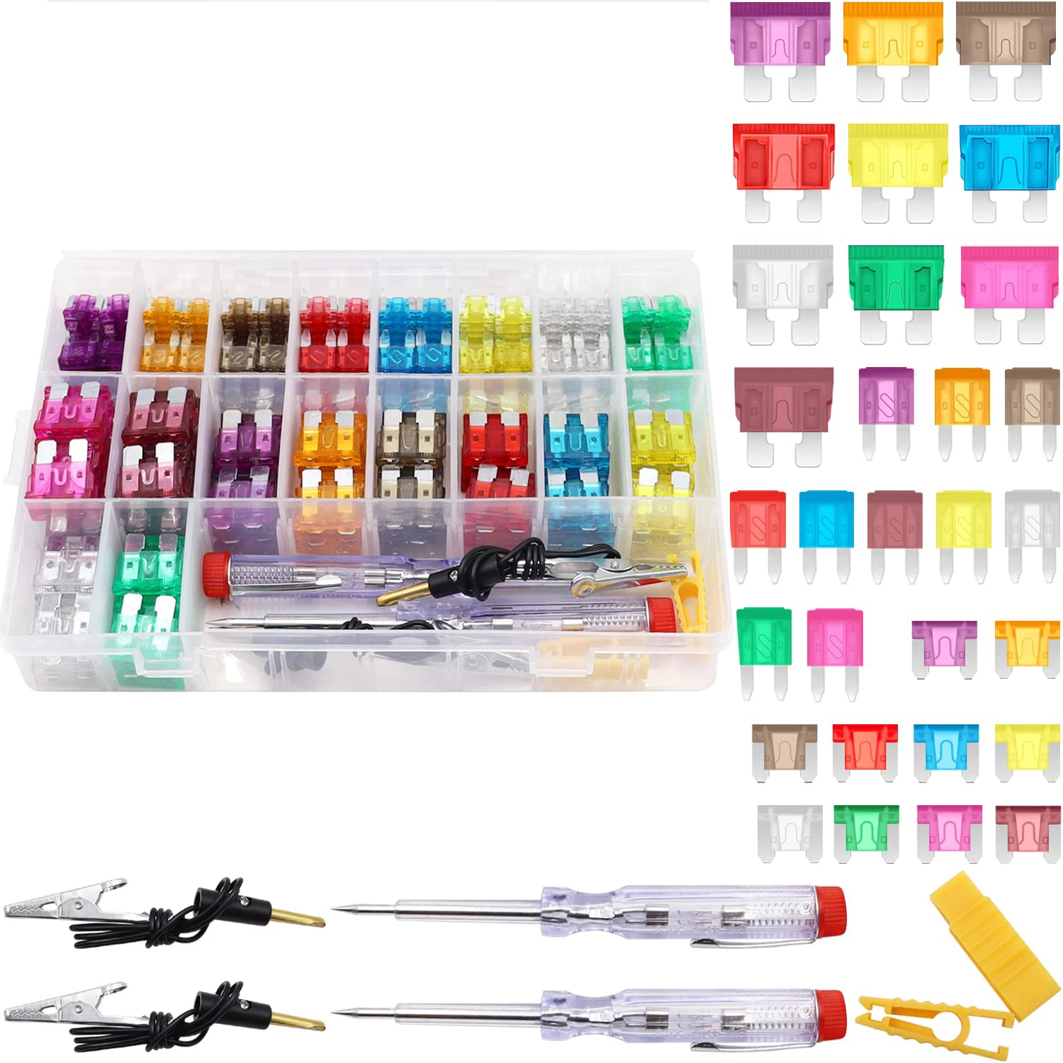 

Комплект предохранителей лезвия, 300 шт. — стандартный, мини и низкопрофильный мини (3A 5A 7,5A 10A 15A 20A 25A) с тестером цепей съемника предохранителей