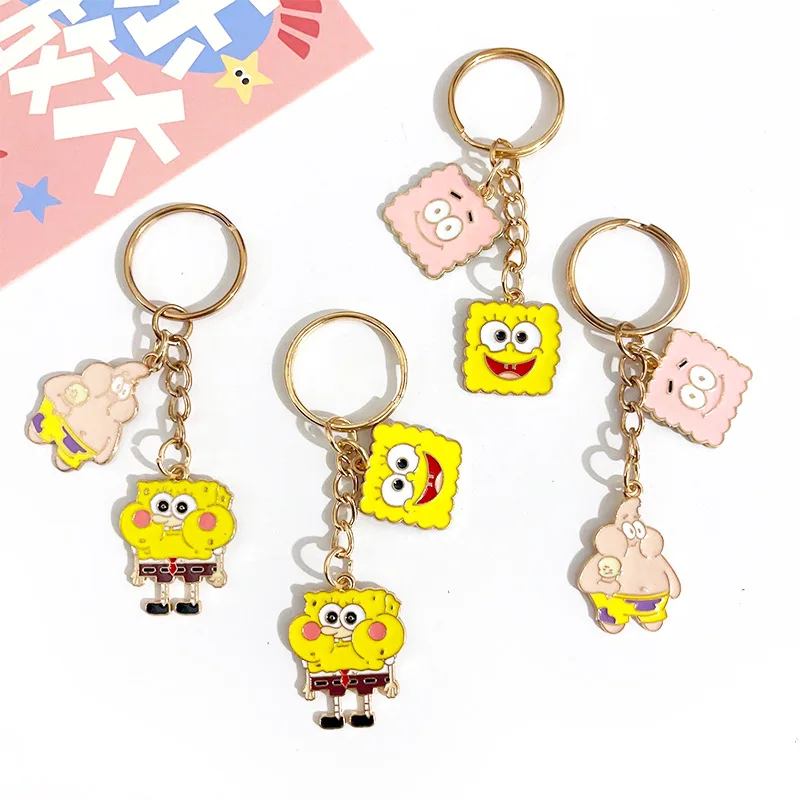 Cartoon SpongeBob Keychain Patrick Star Charms for Women Earrings DIY Bracelet Handmade Kawaii Jewelry Pendant for Friend Gifts