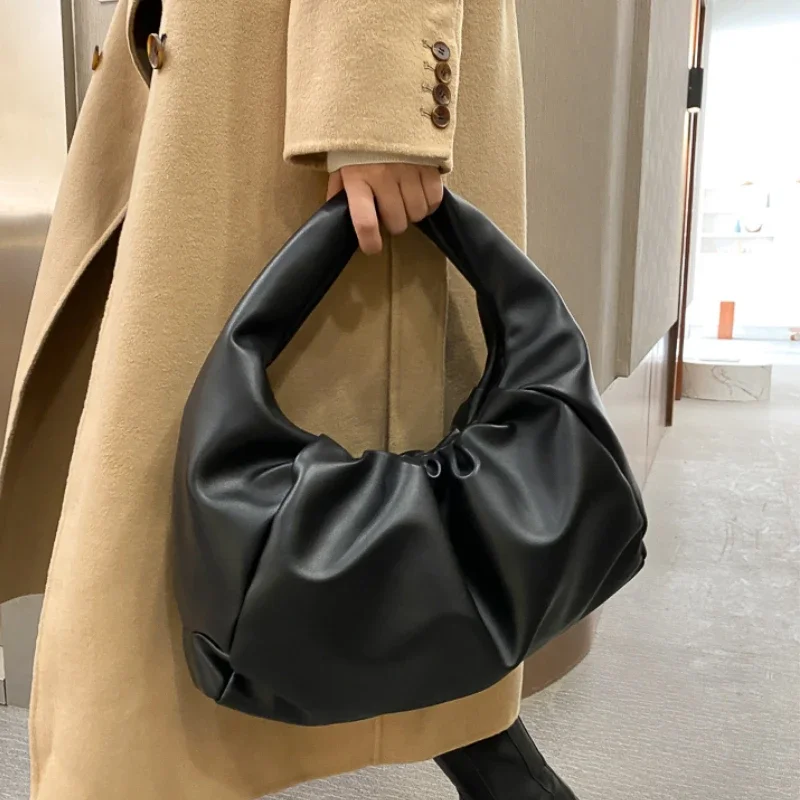 Top Handle Bags For Women Genuine Soft Leather Hand Bag Female New Clutch Purses Ladies Dumpling Shoulder Bag Large Pouch