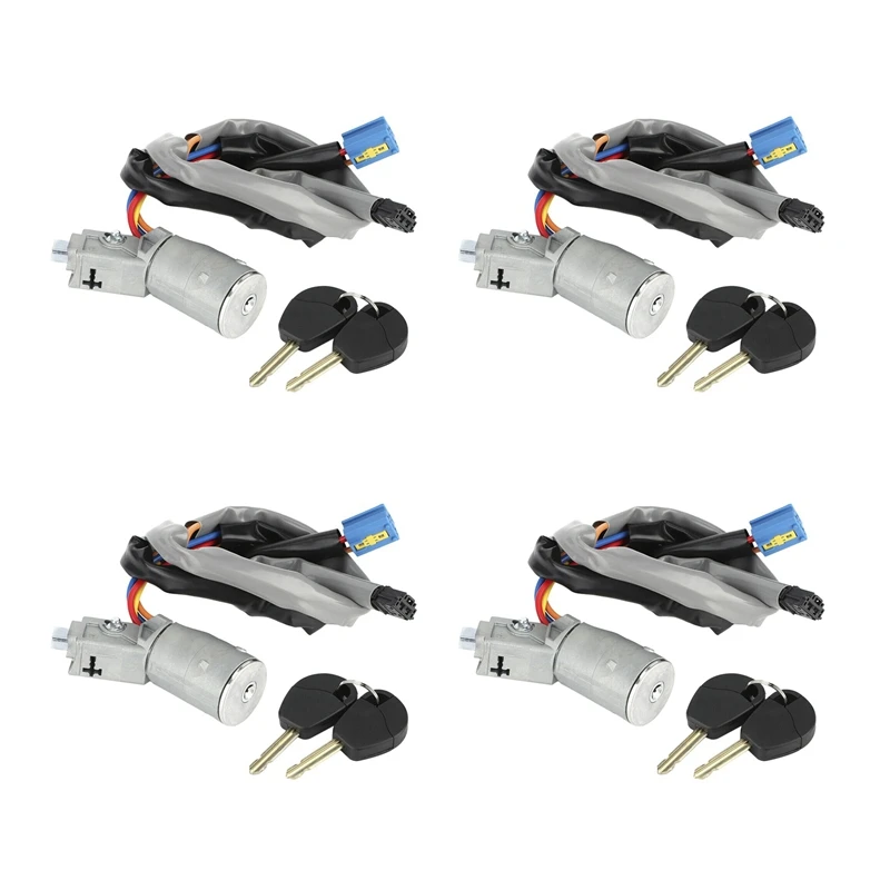 

4X Car Ignition Key Auto Ignition Lock Starter Switch With 2 Keys 4162.CF Fits For Citroen Berlingo Peugeot Partner