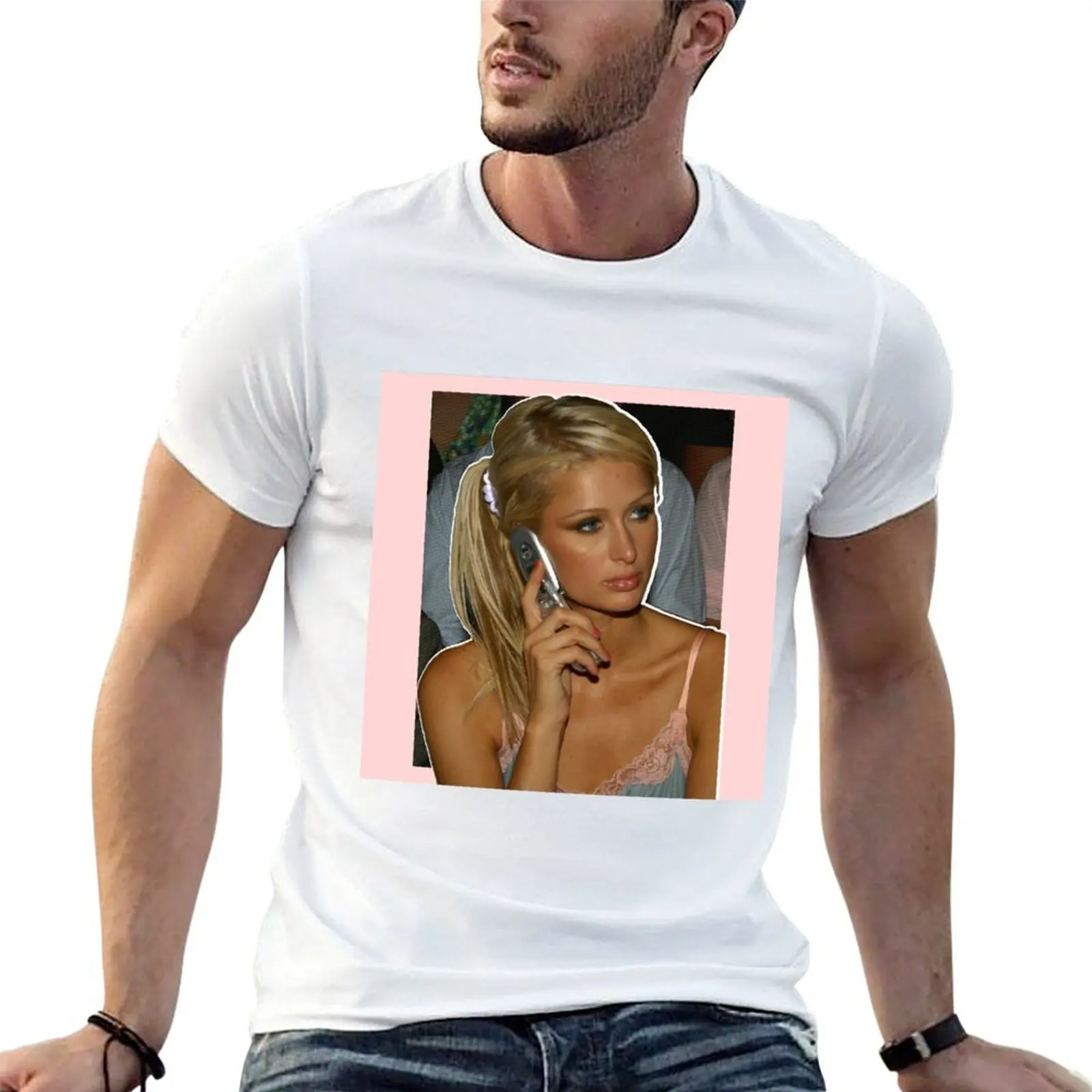 

Paris Hilton flip phone scanlines T-Shirt t shirt man casual t shirts for man pack white T-Shirt