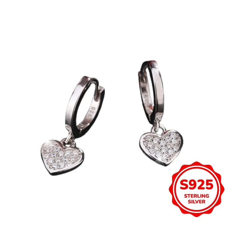 

Simple and Personalized Authentic S925 Silver Heart-shaped Ring-shaped Women's Earrings Romantic and Versatile