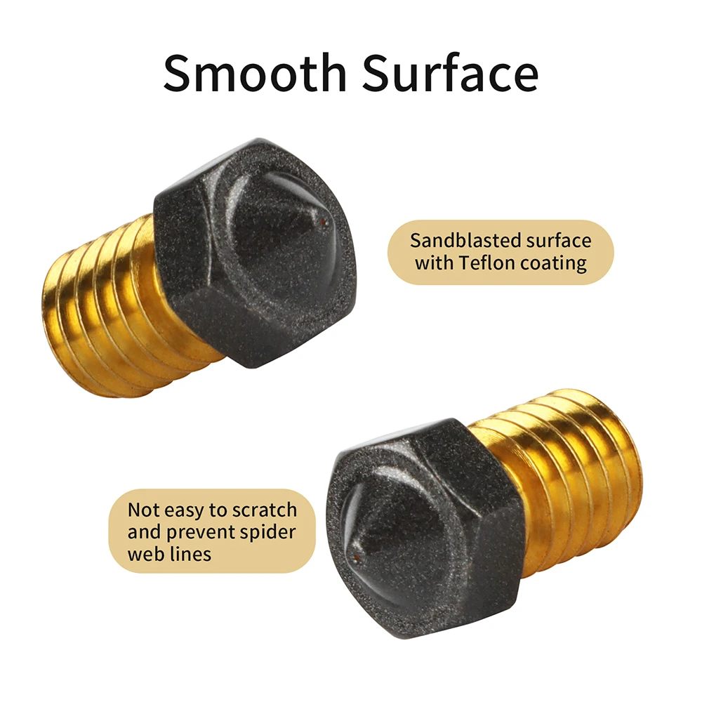 1/2PCS Upgrade E3D V6 Nozzle PTFE Coated Brass 0.2/0.3/0.4/0.5/0.6/0.8/1.0mm Non-stick Nozzle For 1.75mm Ender3 Pro CR10S Hotend