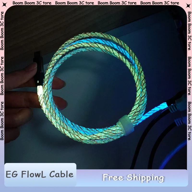

Everglide RGB Light Cable Flow Luminous Cable USB для механической клавиатуры, может поддерживать 8k USB C Wire LED Cable для EZ60 EZ Made68