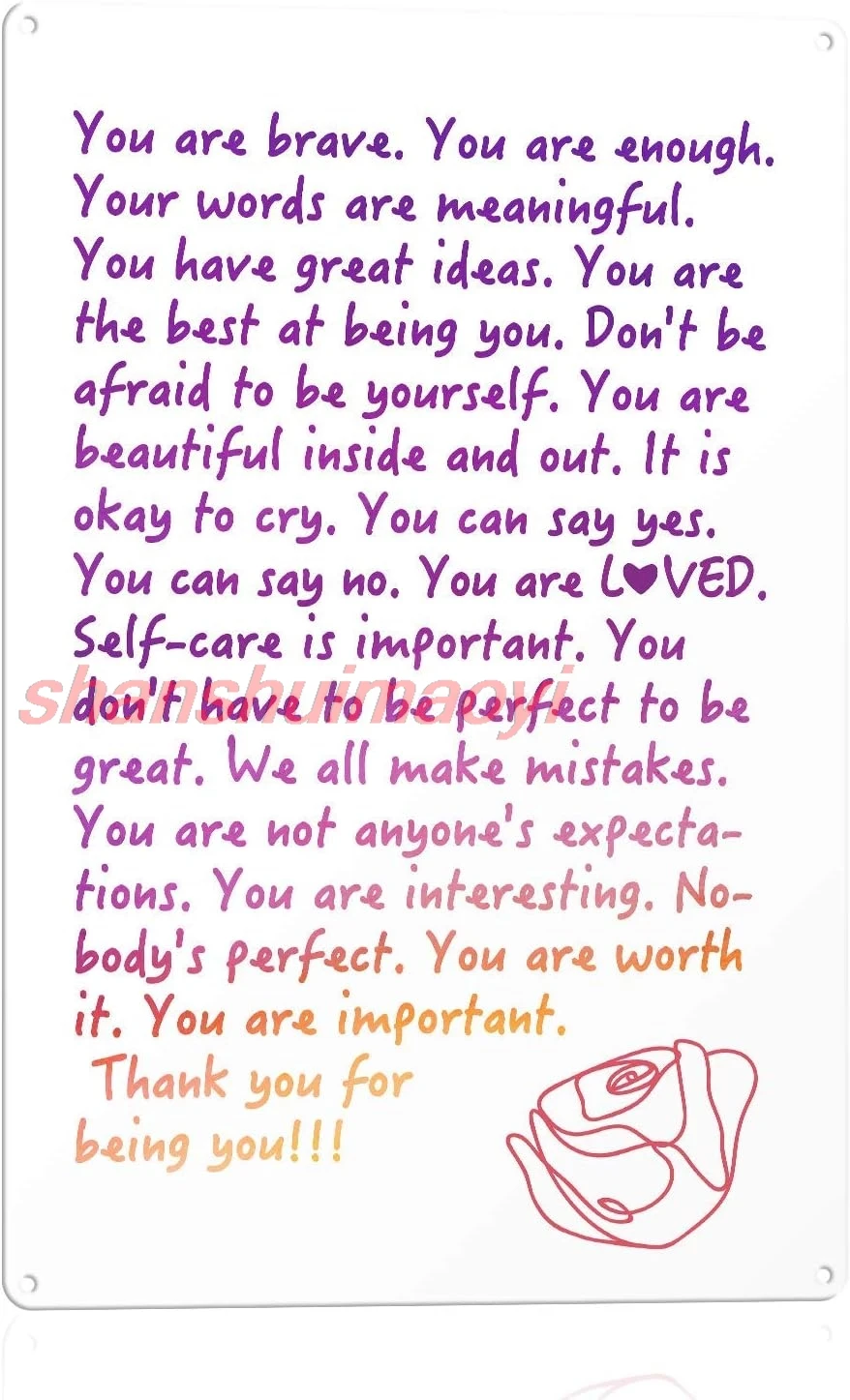You Are Enough Loved-Important, Inspirational Wall Art Tin Sign -8x12