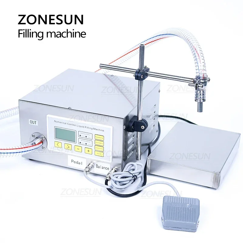 ZONESUN Pompa semiautomatica a ingranaggi a testa singola Olio lubrificante Olio commestibile Riempitrice e pesatrice essenziale