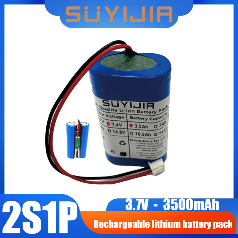 18650 Rechargeable Lithium Battery Pack 2S1P 7.4V3500mah with BMS Suitable Amplifier Speaker Bluetooth Remote Control Toy Camera