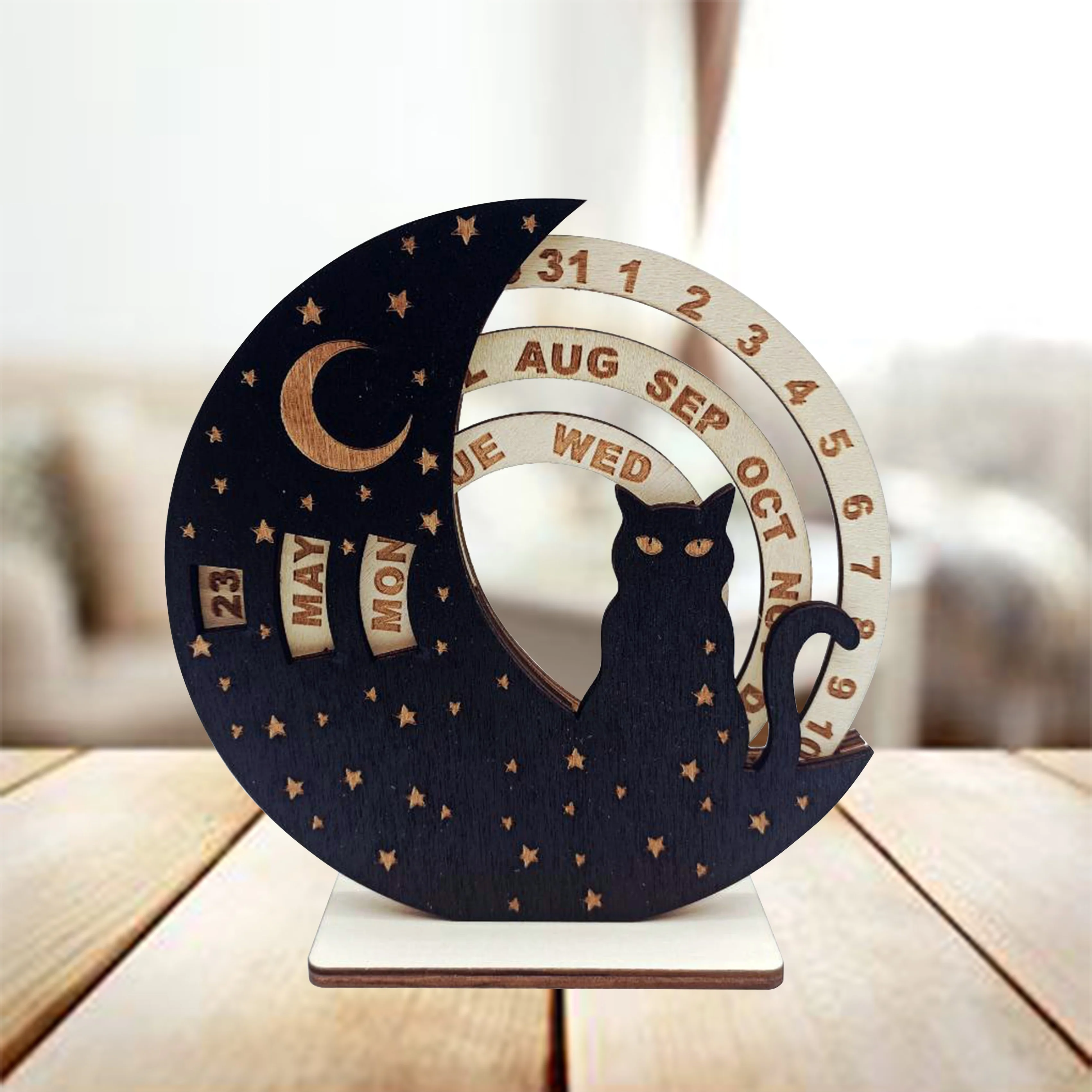 1Pc, Moon Wolf And Cat Calendar, Scene Room Home Office Theme Party Decoration, Christmas Decoration