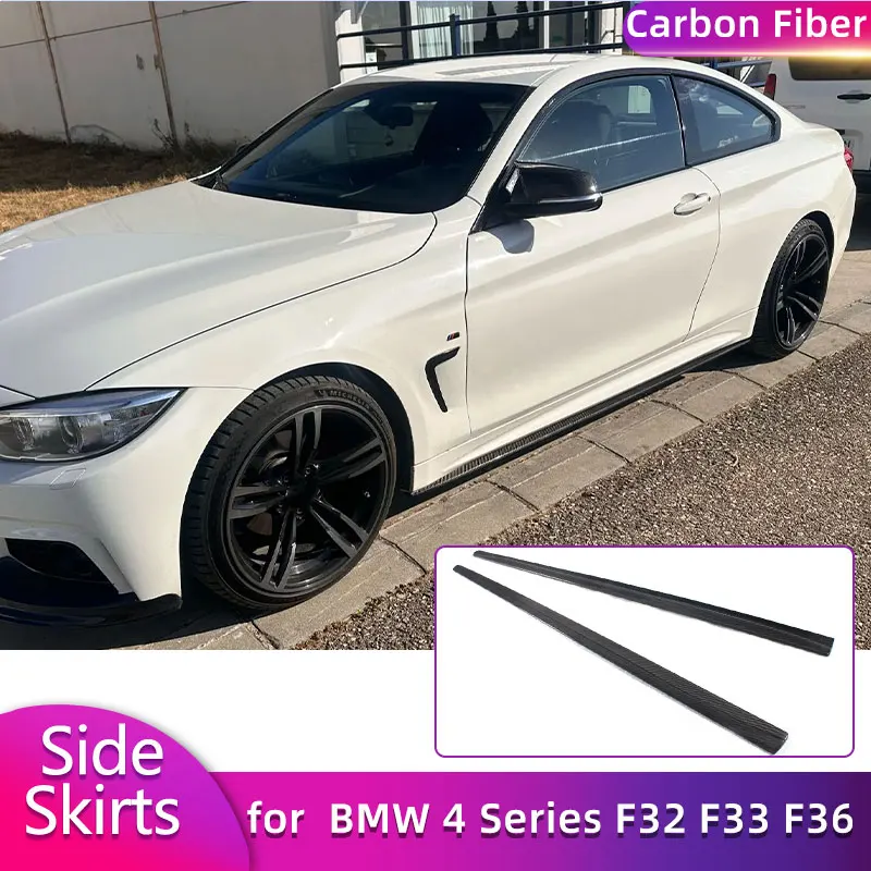 Carbon Fiber Side Skirts Extensions for BMW 4 Series F32 F33 F36 M Sport 2014-2017 Car Side Door Bumper Apron Lip Body Kits ABS
