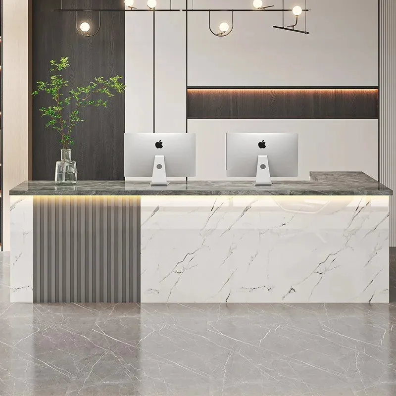

Aesthetic Simple Salon Reception Desk Counter Luxury Simple Office Reception Desks Modern Escritorio Chinese Style Furniture