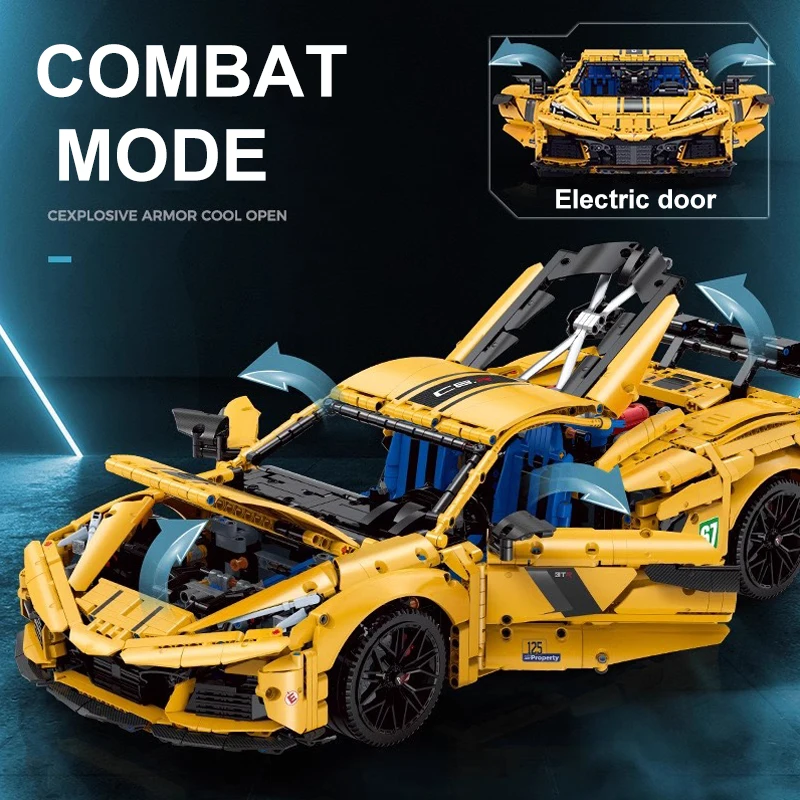 Guly 10622 MOC Technical Vehicle Super Sportcar C8 Model Building Blocks Bricks Diy Puzzle Toy Birthday Gifts For Kids