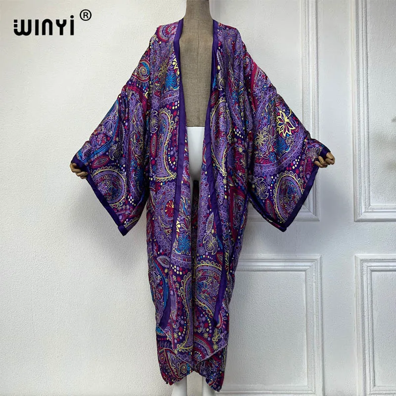 Moda kimono Africa odzież plażowa okrycia klasyczny nadruk kardigan stroje plażowe dla kobiet vestidos stroje kąpielowe jedwabny feelcoat