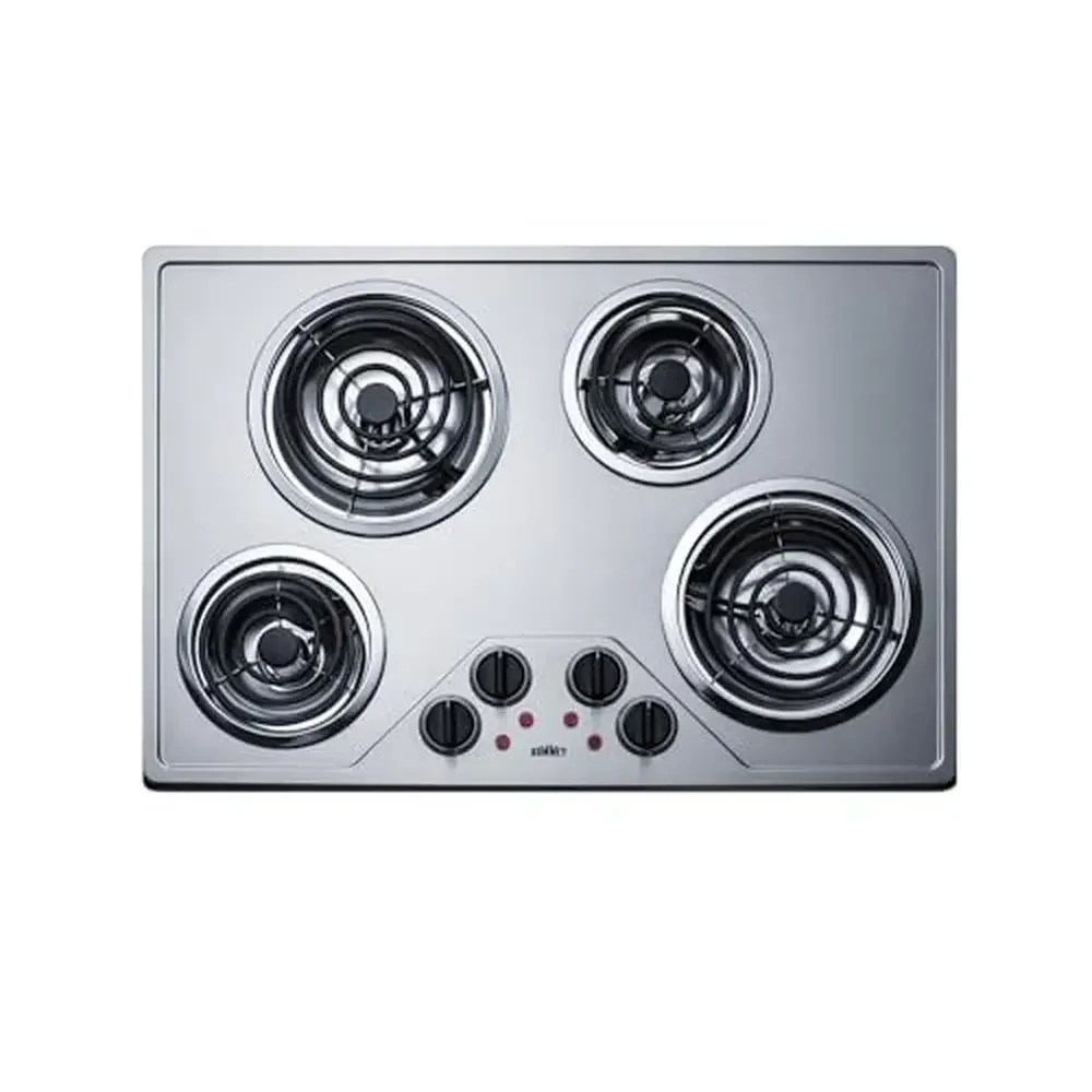 230V Coil Electric Cooktop 4-Burner Easy Maintenance Stainless-Steel Surface Summit