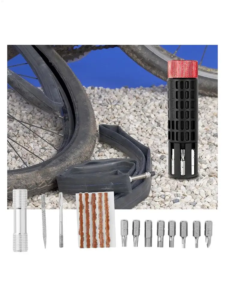 AliExpress UK Portable Bike Repair Tool Set Bicycle Tubeless Tire Repair Tools Cycling Ratchet Wrench Set With 8 Bits Sealant Rubber Stripe