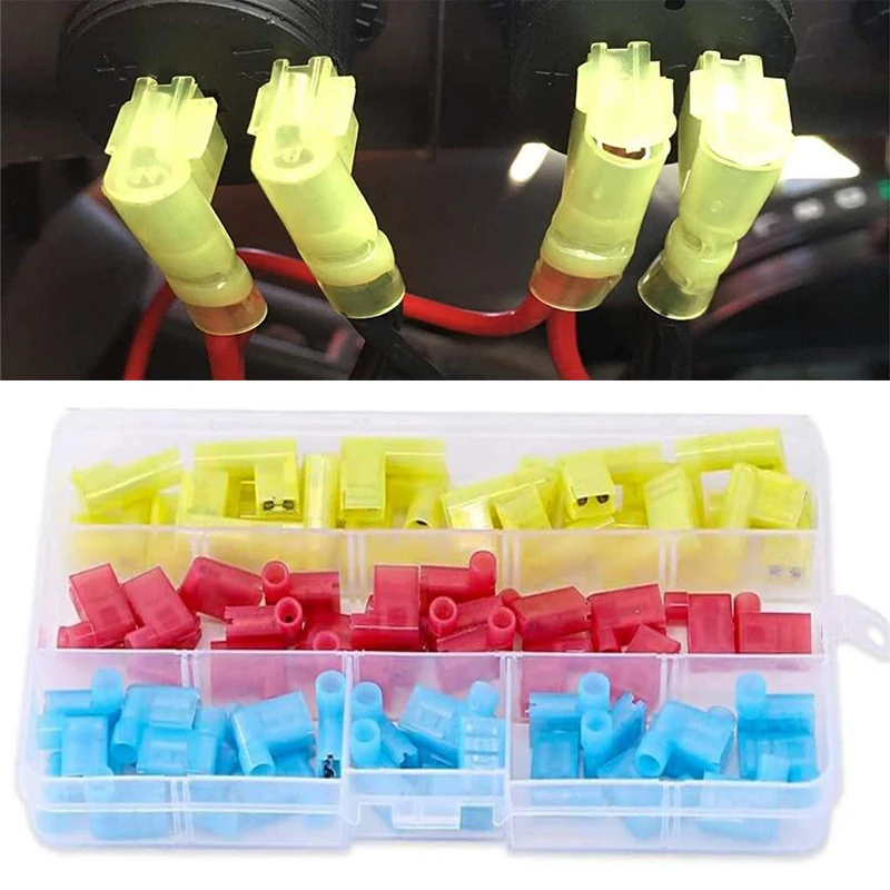 60pcs Nylon Flag Female Terminal Insulated Flag Spade Wire Connector Crimp Termina Quick Wire Connector Terminator 0.5-6mm