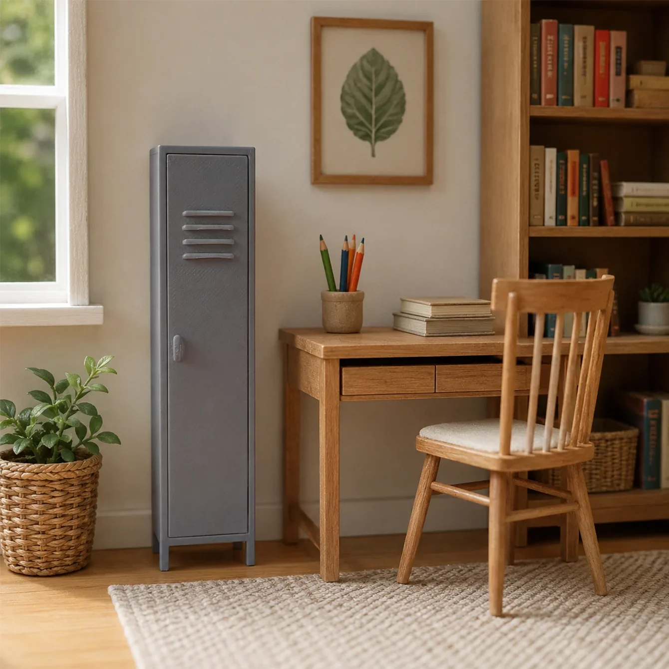 Miniature storage cabinet model, openable small house landscape decorative cabinet, collectible for miniature enthusiasts