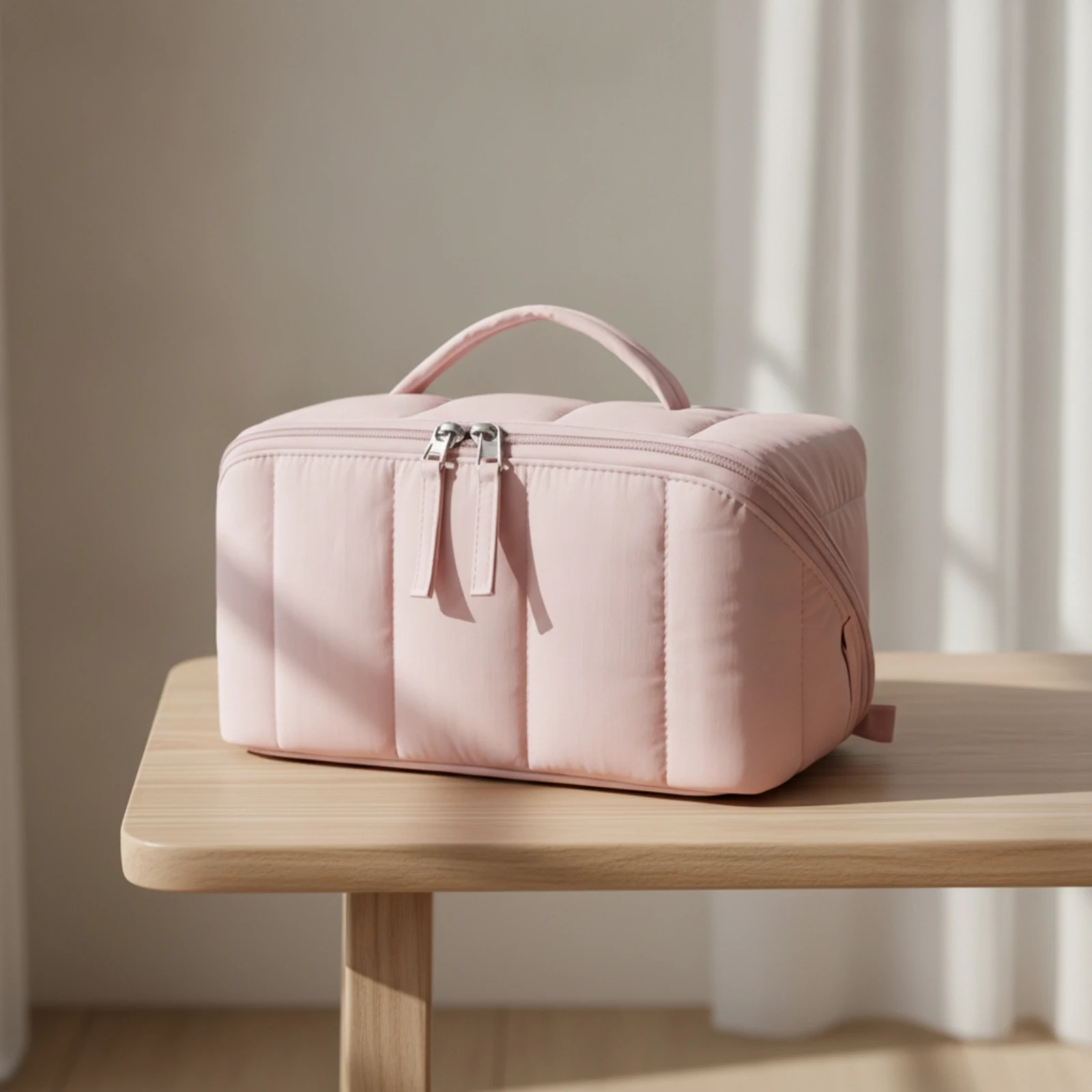 Travel Makeup Bag Padded Makeup Bag with Divider Toiletry Case Lightweight Zippered for Travelers, Overnight Stays, Bathroom