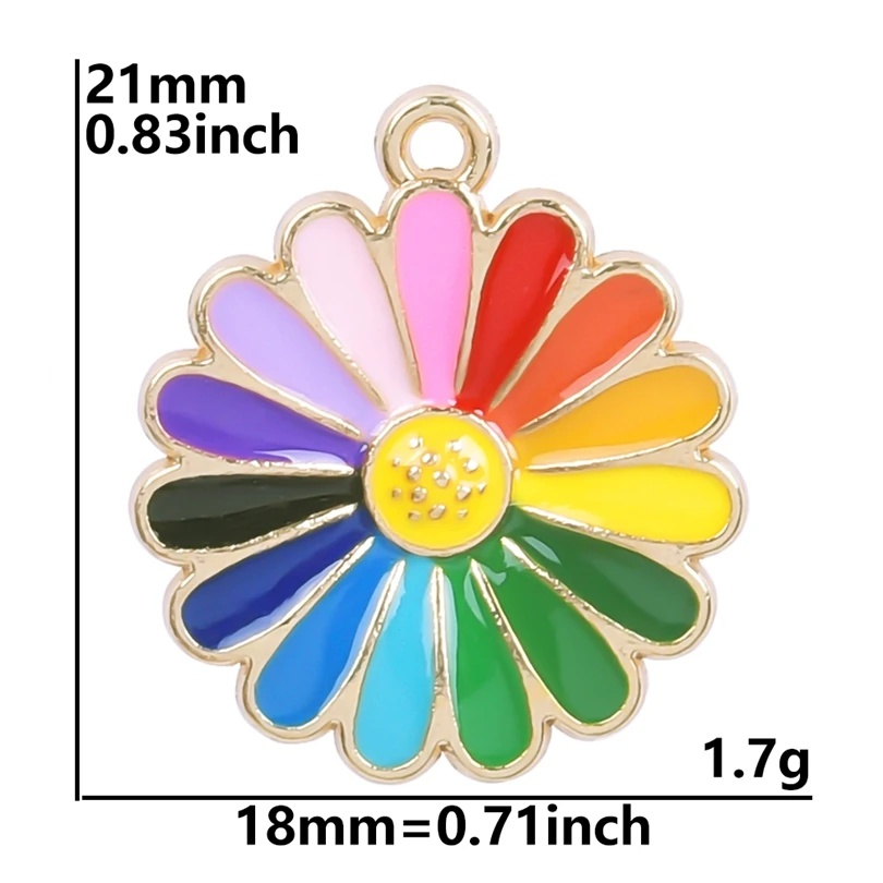 20pcs Daisy Charm Flower Pendants For Jewelry Making Sunflower Enamel Charms DIY Women Men Accessories Handmade Rainbow Supplies