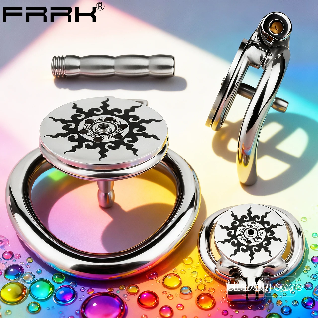 FRRK الساخن تدوير الشمس الذكور جهاز العفة المسطحة ثلاثي الاتجاه بولي حزام حزام حزام الإحليل القسطرة حلقات القضيب BDSM الجنس لعب الرجال الأزواج #1