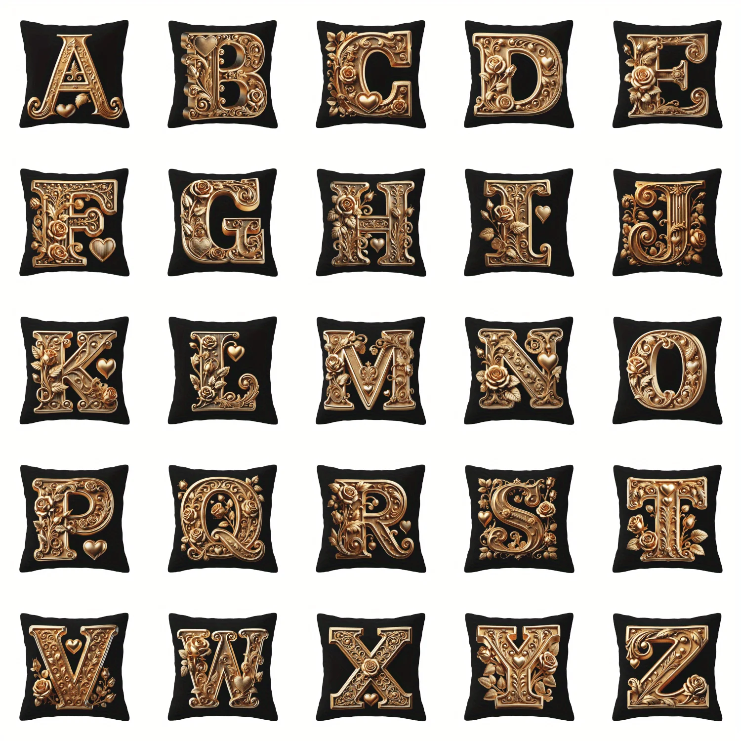 1 Letter Pillowcase A-Z 26 Letters And 0-9 Number Patterns Polyester Sofa Cushion Cover Short Plush Excluding Pillow Core 2DFlat