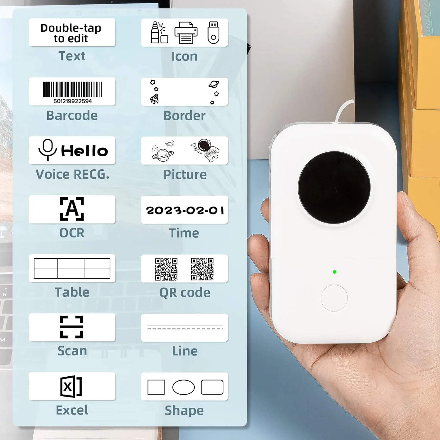 D30 Label Maker Machine with Tape - Bluetooth thermal Portable  Label Printer Labeler Sticker Maker Compatible with  D30 iOS&And