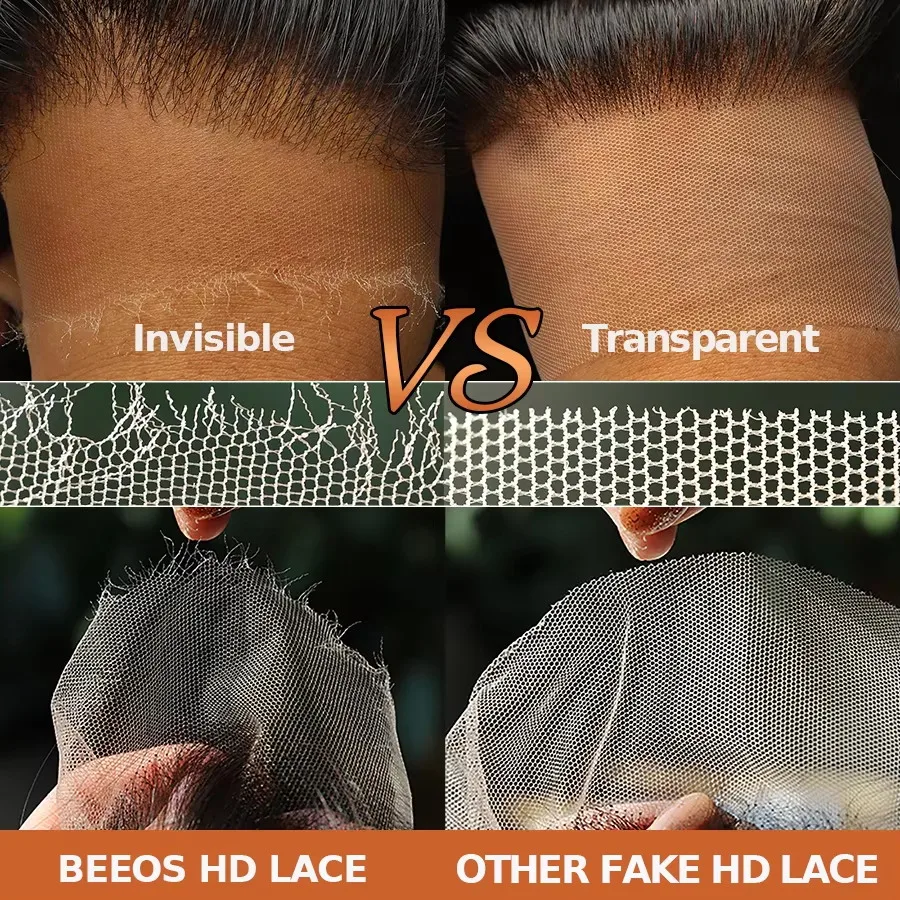 BEEOS Ultra Fitted 13X6 HD Transparent Lace Full Frontal Wig Human Hair Silk Straight Skinlike HD Lace 100% Human Hair Brazilian