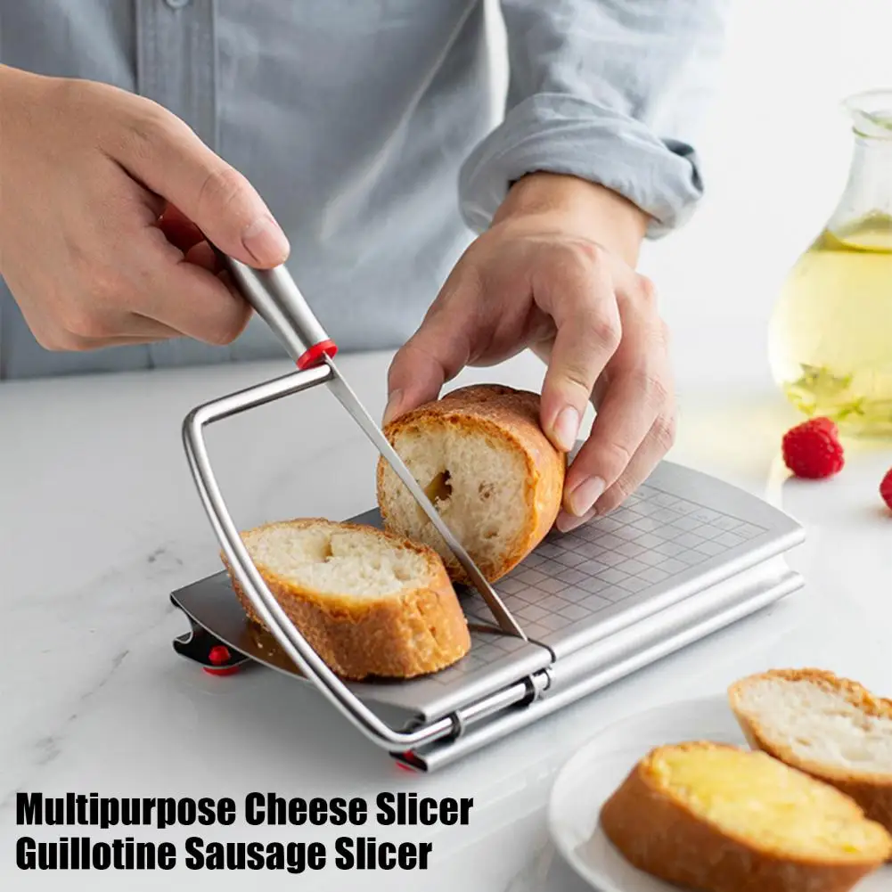 Cheese Slicer Cutter with Board Multipurpose Cheese Cutter for Block Cheese Effortless Slicing Guillotine Ham Biltong Jerky Slic