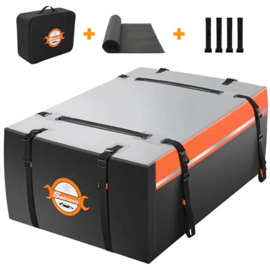

Rooftop Cargo Carrier, Waterproof Car Roof Bag Soft-Shell Carriers Top Luggage Storage with Slip Mat, 4 Door Hooks and Heavy-Du