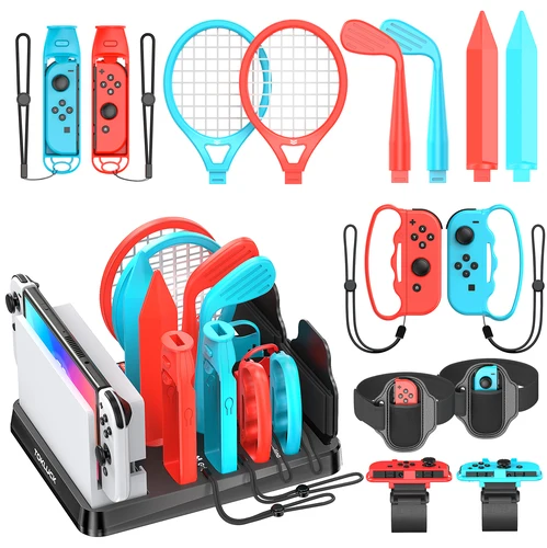 Imagen 1 del producto Todo en uno para Switch/Switch OLED Kit de accesorios para juegos deportivos para Switch Set soporte de almacenamiento para N-Switch