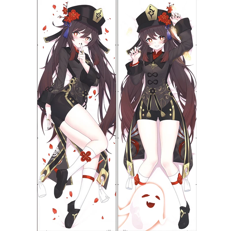 Kawaii Hu Tao 3D Double-Sided Printed Hugging Body Pillowcase Genshin Impact Anime Cosplay Pillow Dakimakura Case Cover Gifts