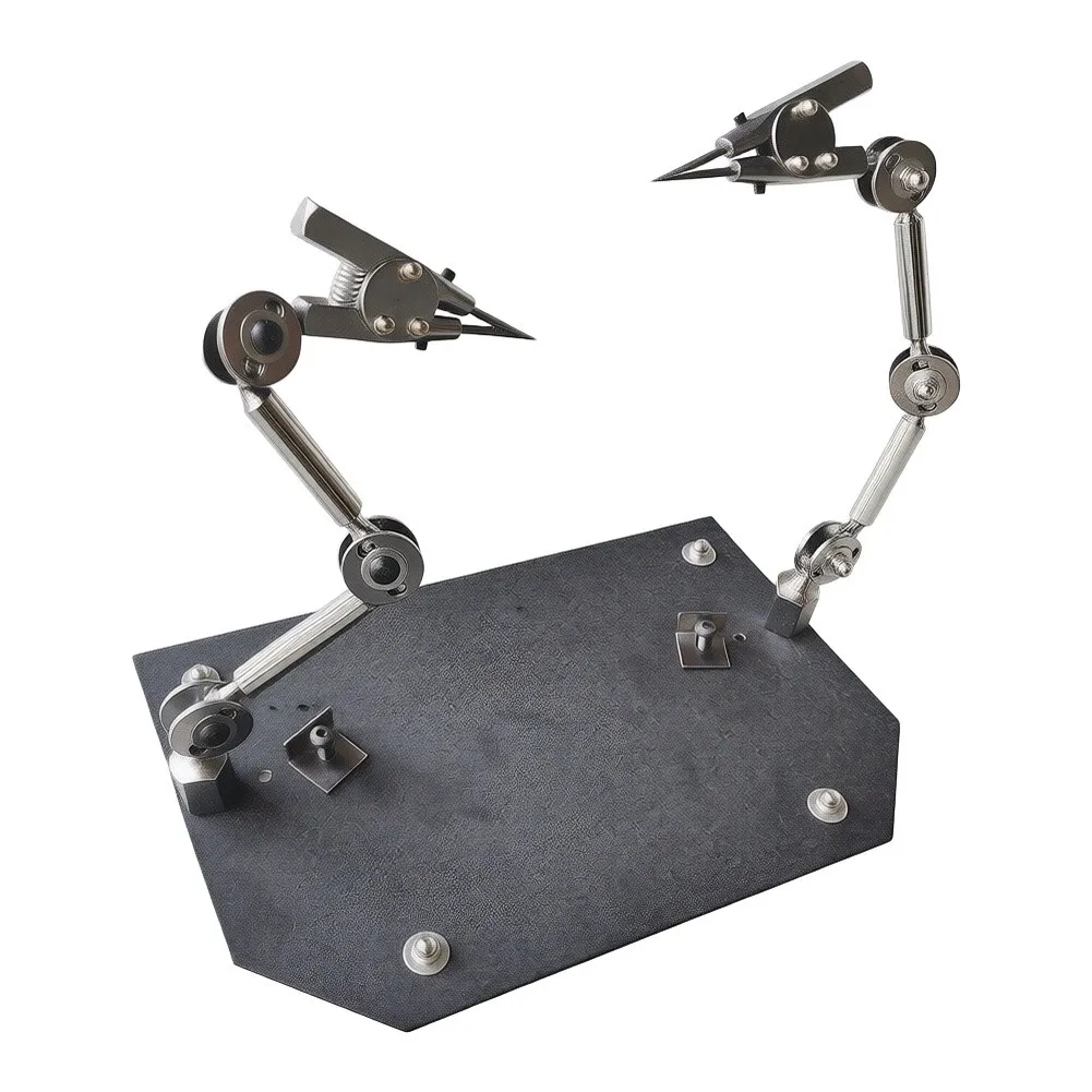 Third Hand Clamp with Dual Flexible Necks for Hobbyist Soldering - 9.84in Base Width 6.30in Overall Height Metal Plastic