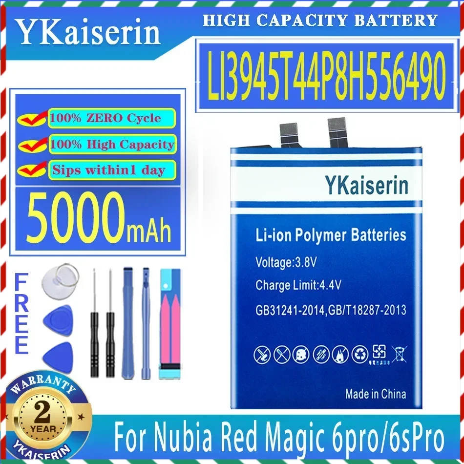 

YKaiserin 5000mAh Replacement Battery LI3945T44P8H556490 For ZTE Nubia Red Magic 6/6S Pro 6pro NX669J-P Moile Phone