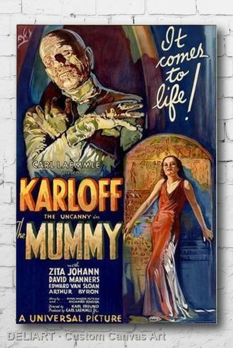 

THE MUMMY - Canvas Movie Poster SHRINK WRAPPED KARLOFF Custom Size Available Room Decoration Home Decor Wall Art