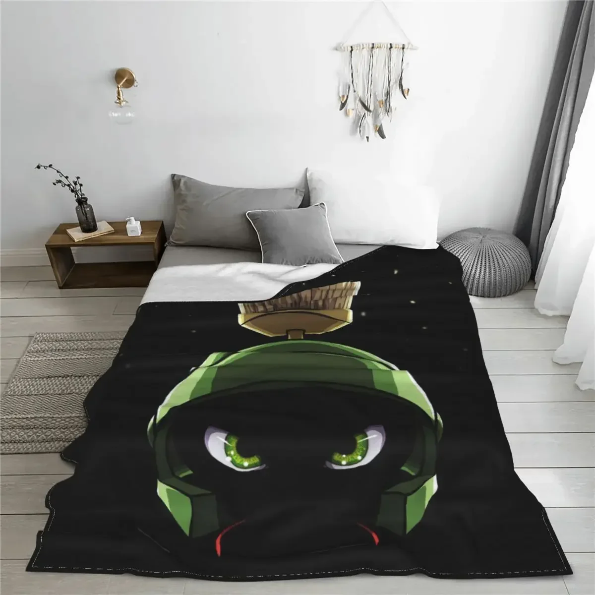 Marvin The Martian Cartoon Blanket Flannel Textile Decor Alien Multifunction Super Warm Throw Blankets for Bed Car Rug Piece