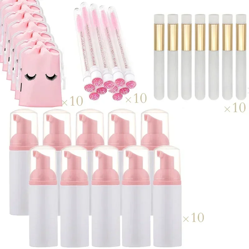 40PCS Suit  60ML Empty  Bottle Eyelash  Shampoo  Care Makeup Tool Travel   Foam Dispenser Bottle Plastic Cleanser Soap Care