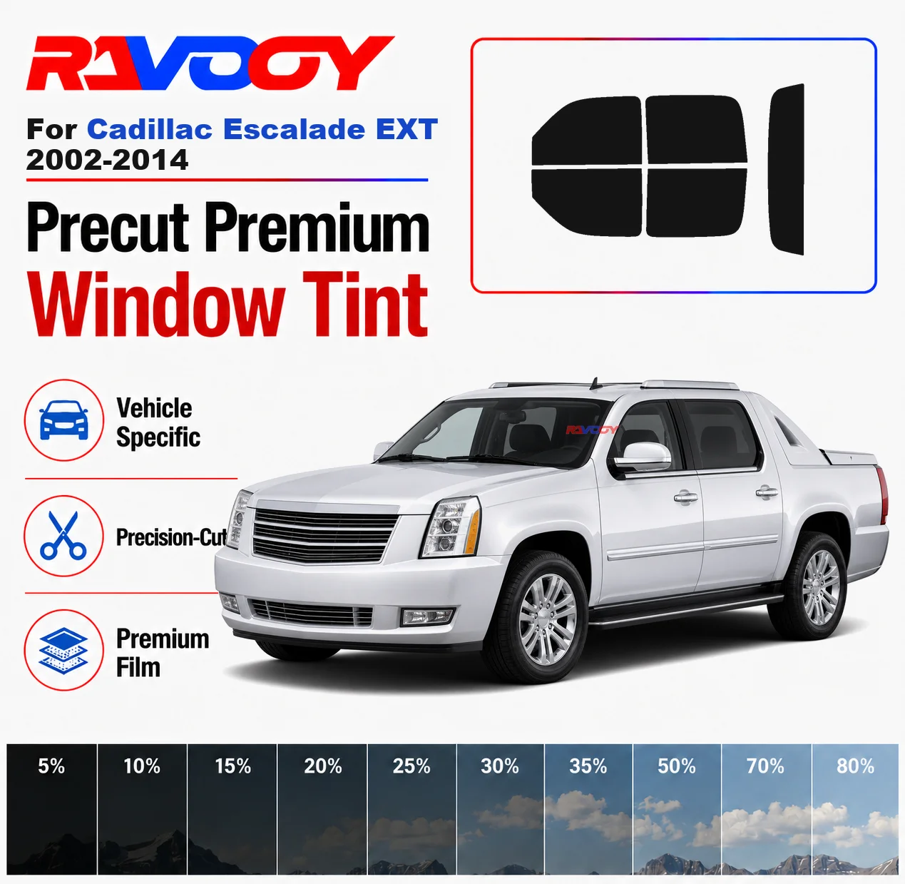Premium Precut Window Tint Kit Front Windows Rear Windows Rear Windshield For Cadillac Escalade EXT 2002-2014 Nano Ceramic Film