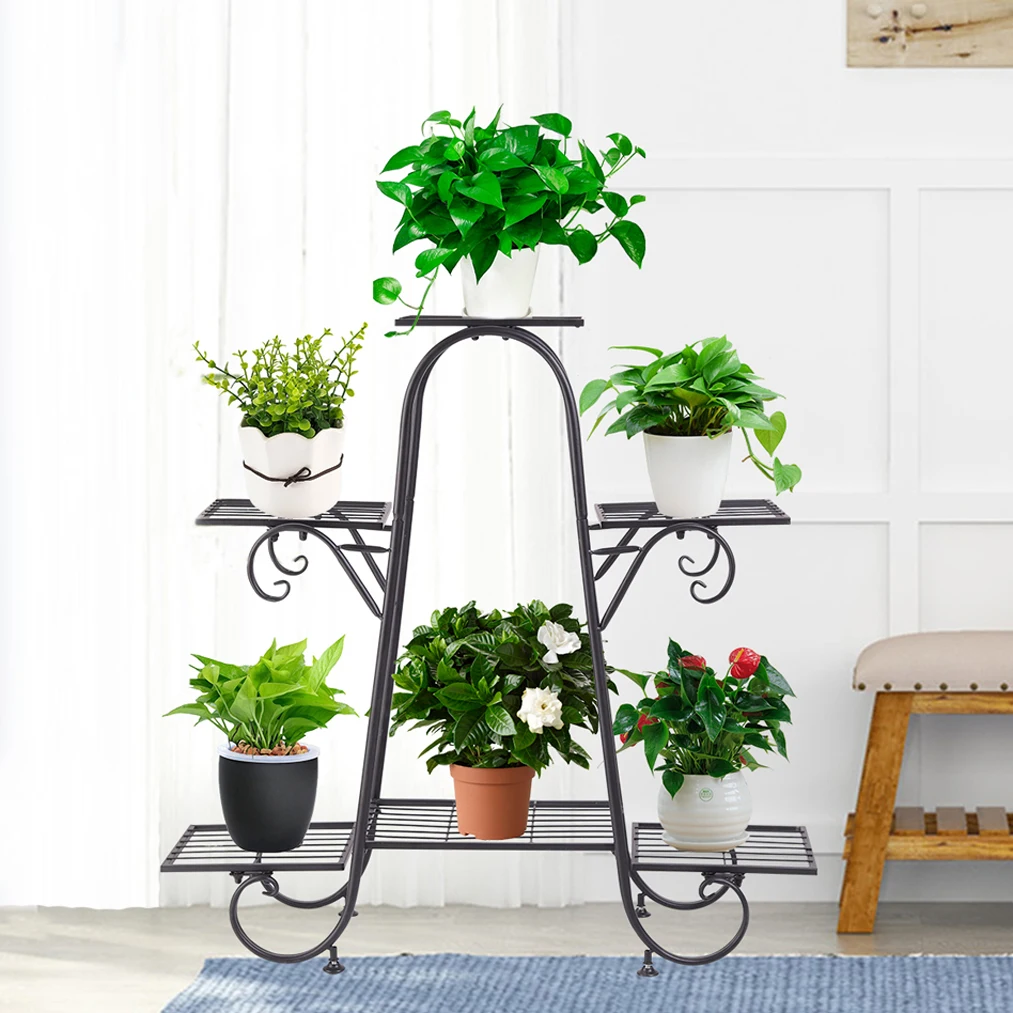 Multi tier Metal Plant Stand Garden Patio Flower Rack Step Design Outdoor Indoor Wrought Iron