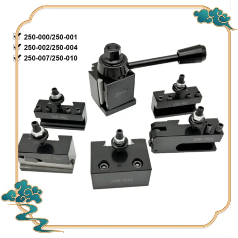 

6Pcs/1 Set 250-000 Wedge GIB Cuneiform Type Quick Change Toolpost Tool Holder With 6-9" Lathe Swing 250-001/002/004/007/010