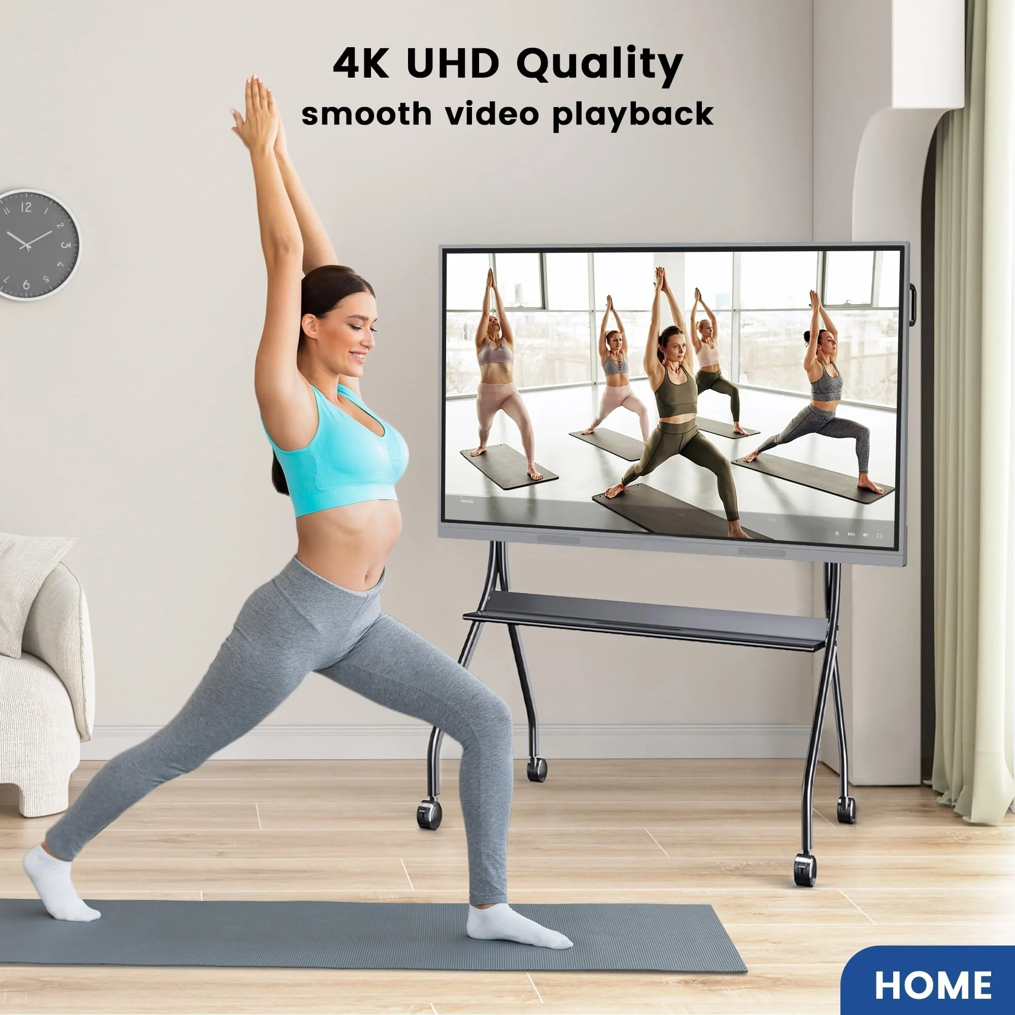 اللوحات الذكية عربة اللوحة الذكية القابلة للتعديل لقاعدة لف متنقلة للسبورات البيضاء مقاس 42 إلى 75 بوصة مع عجلات قفل آمنة