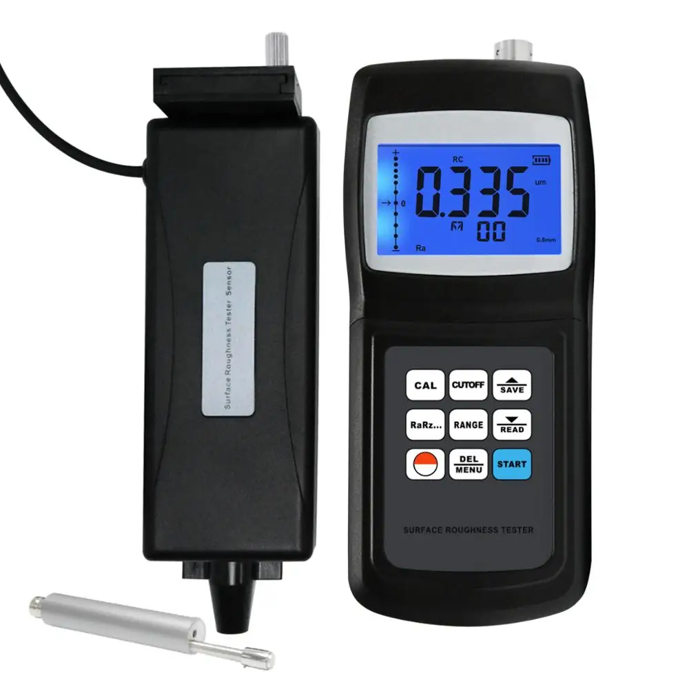 

Digital Surface Roughness Tester Meter Gauge 4 Parameters Profilometer w/ Separate Sensor 10um Data Memory Ra Rq Rz Rt